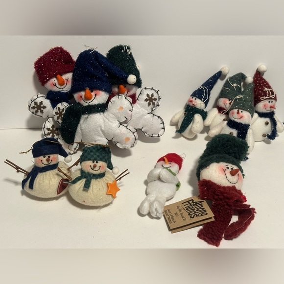 Large Collection of Stuffed Snowman Ornaments - Picture 1 of 16